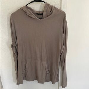 Tan Hooded Long Sleeve Top